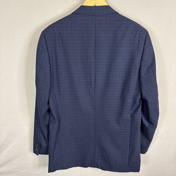 Ermenegildo Zegna Soft Men 40 navy slate-blue windowpane wool blazer Switzerland - Picture 4 of 9